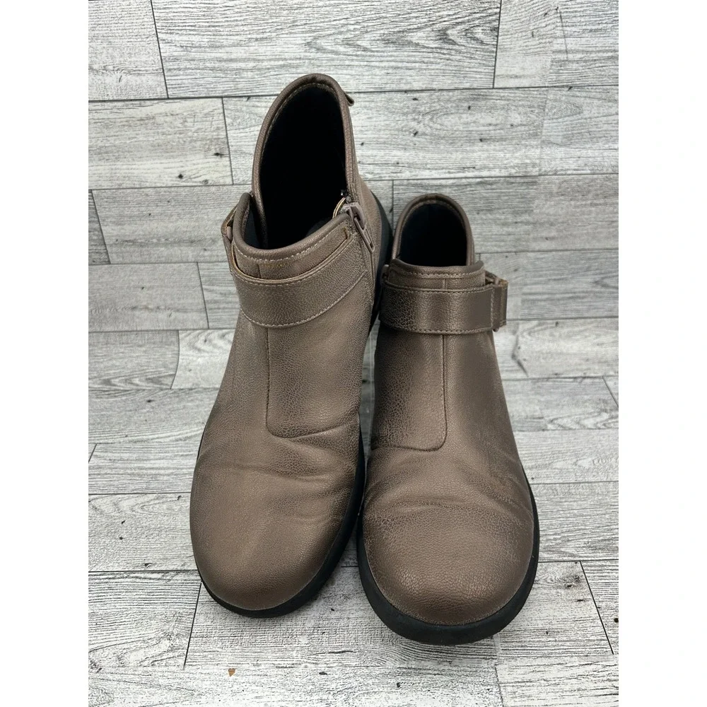 Clarks Cloudsteppers Women Sz 7.5 M Bronze Metallic Ankle Boots 261471894050 Zip